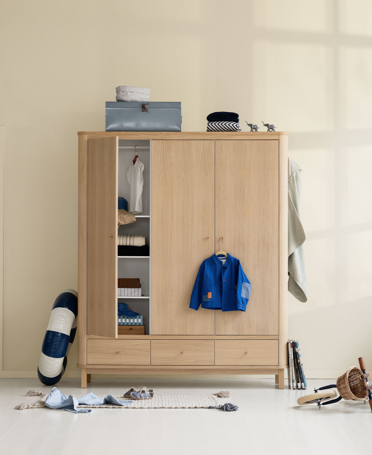Wood Kleiderschrank 3-türig, Eiche