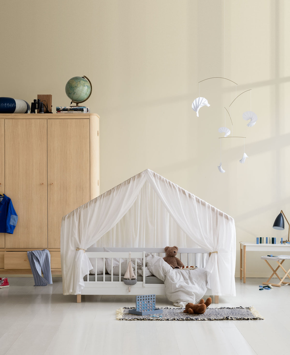 Wood Mini+ Hausbett, weiss/Eiche