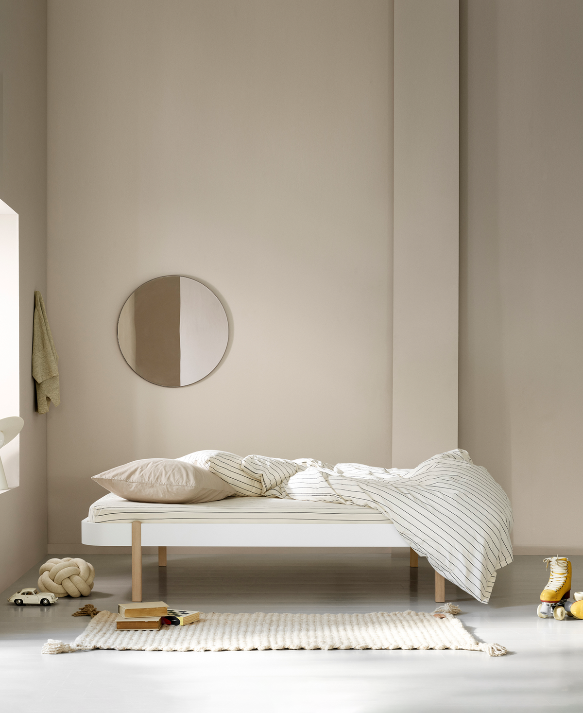 Wood Lounger Bett 120, weiss/Eiche