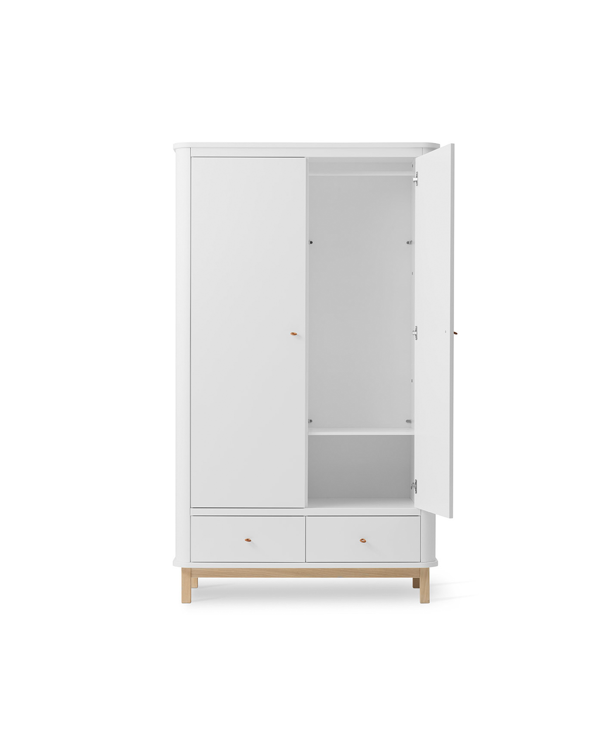 Wood Kleiderschrank 2-türig, weiss/Eiche