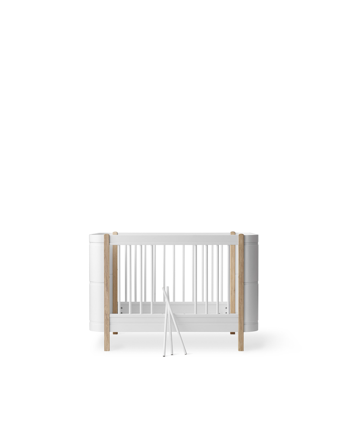 Wood Mini+ Babybett, weiss/Eiche