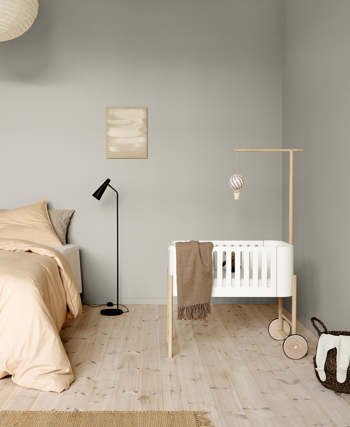 Wood Beistellbett inkl. Umbauset zur Bank, weiss/Eiche